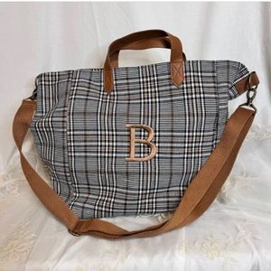 Casual Crossbody Tote Plaid About You with B embroidered on it NWOP